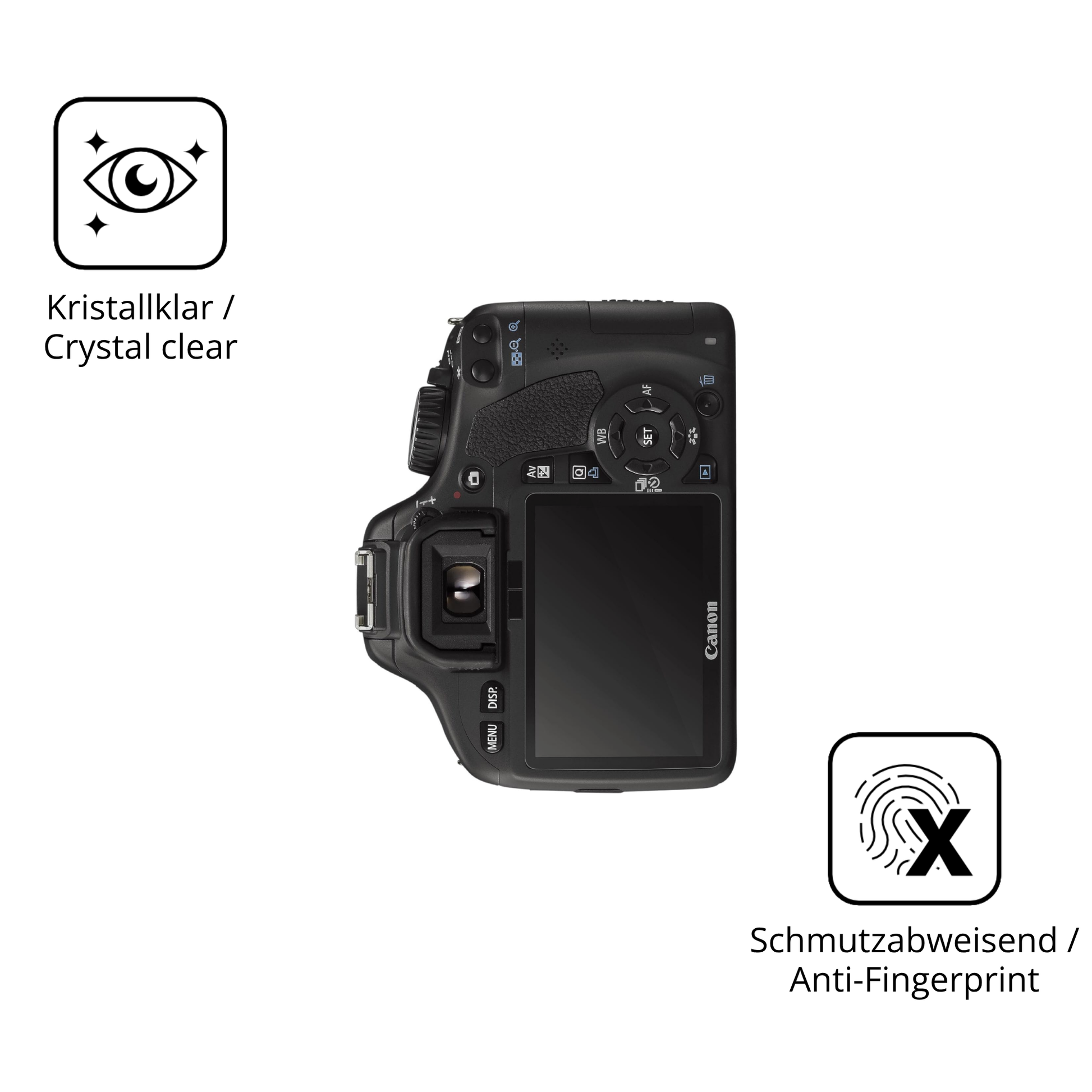 Flexible TPU-Folie passend zugeschnitten für Canon EOS 550D, vollständige Abdeckung