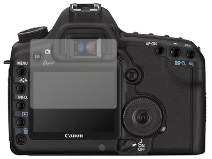 CanonEos 5D Mark II mit aufgebrachter dipos Displayschutzfolie, die lästige Fingerabdrücke minimiert