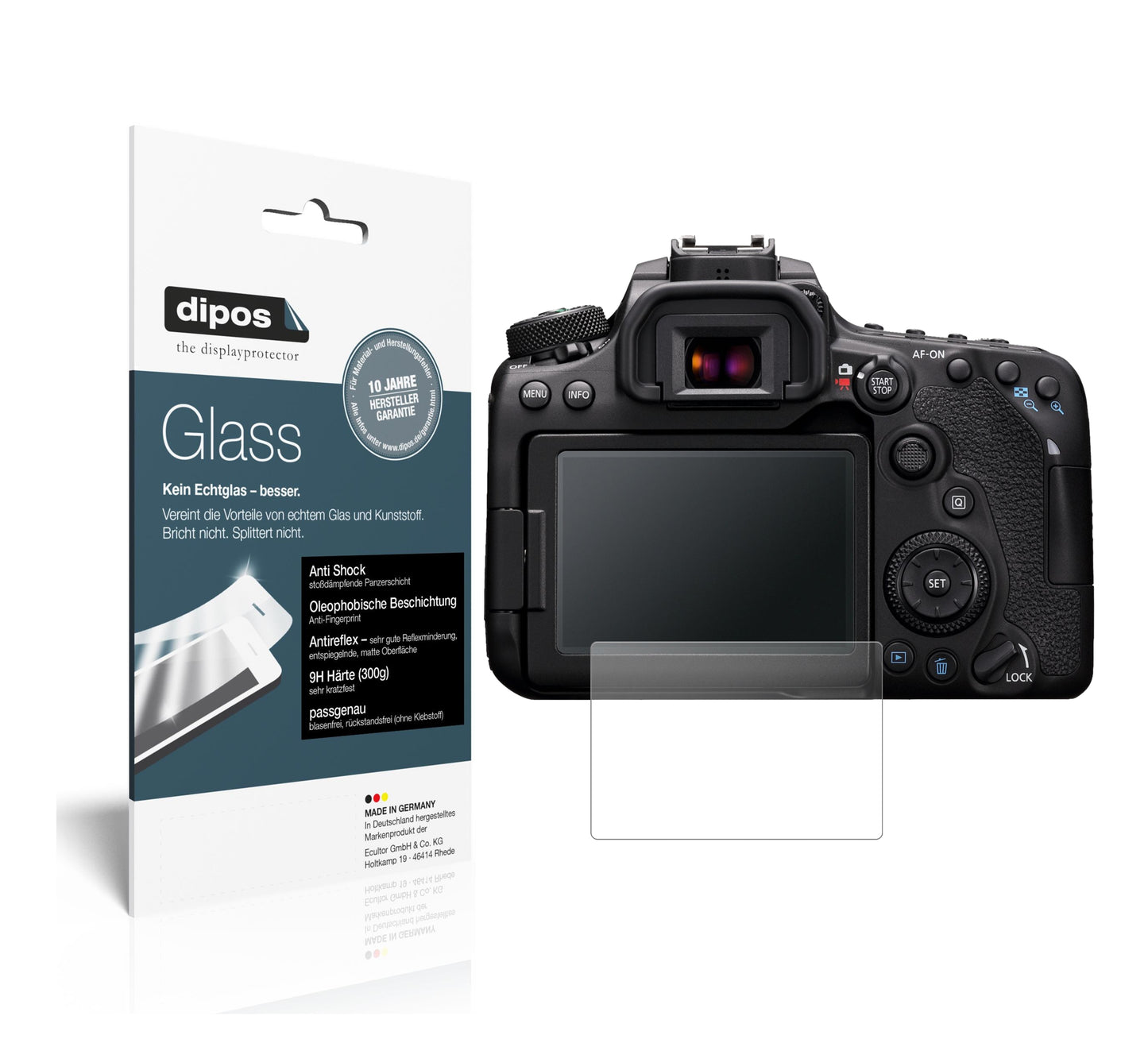Matte Displayschutzfolie von dipos passend für Canon EOS 90D, 9H kratzfest und blasenfrei montiert