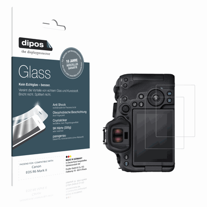 Klare Displayschutzfolie von dipos passend für Canon EOS R6 Mark II, 9H kratzfest und blasenfrei montiert