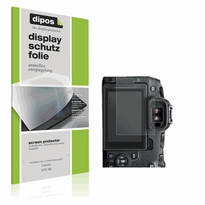 Matte Displayschutzfolie von dipos passend für Canon EOS R8, präziser Zuschnitt und blasenfrei montiert