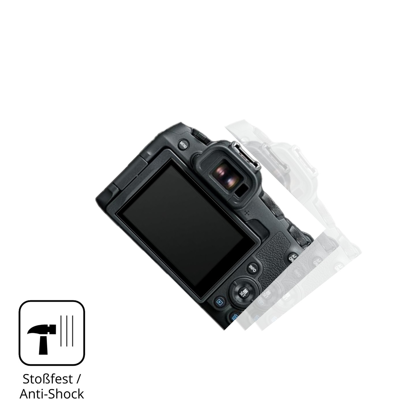 Schutz gegen Kratzer auf dem Canon EOS R8 Glas durch Schlüssel, Stöße gegen die Tischkante oder Stürze
