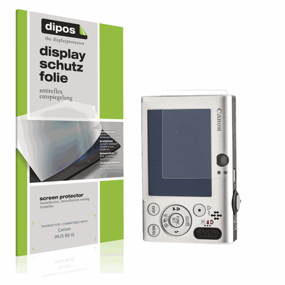 Matte Displayschutzfolie von dipos passend für Canon IXUS 80 IS, präziser Zuschnitt und blasenfrei montiert