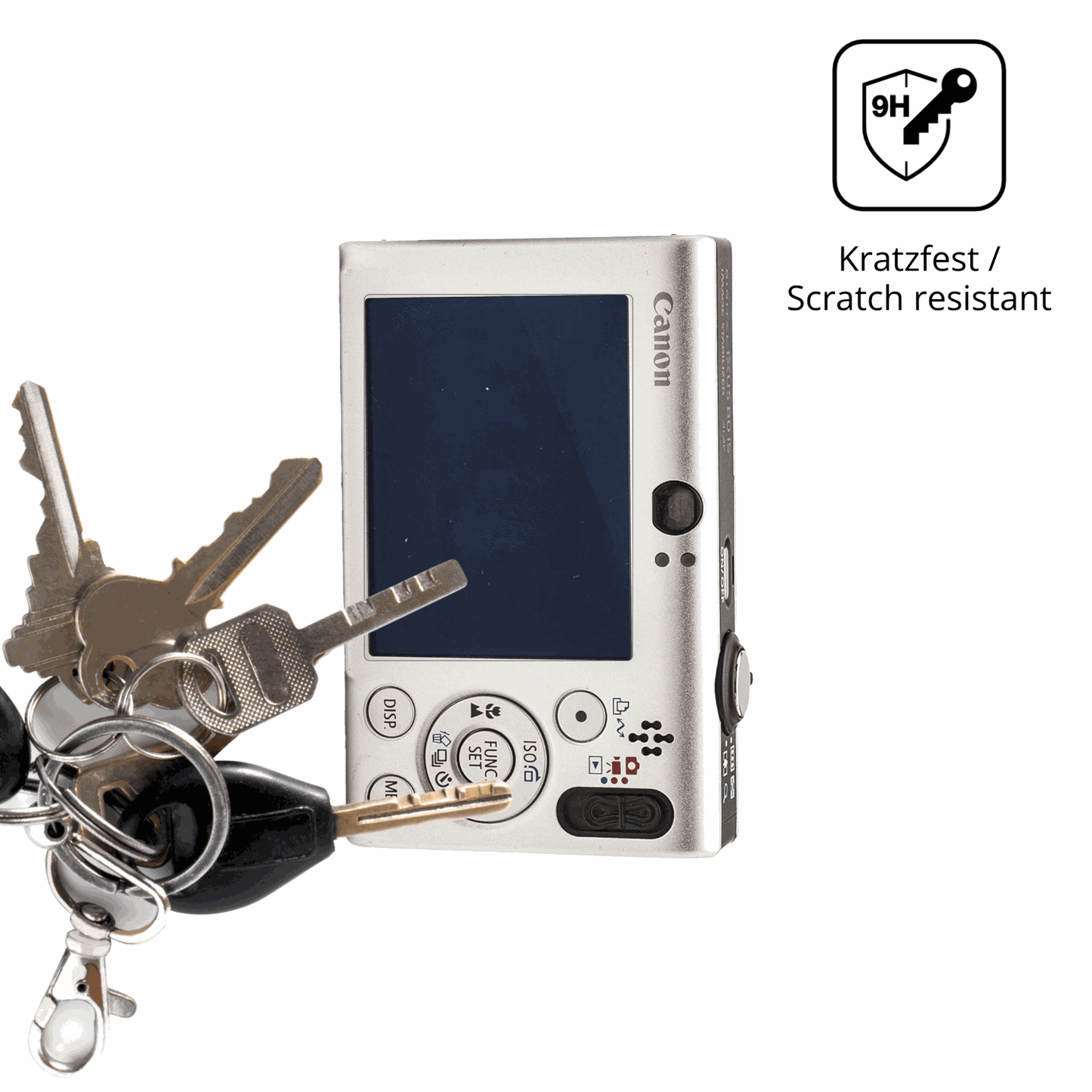 dipos Displayschutz für Canon IXUS 80 IS, transparente Oberfläche, perfekte Passform auch für die Rundungen
