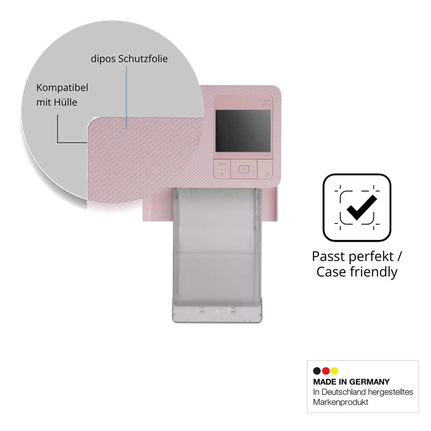 Schutzfolie mit optimaler Passform, zur Verwendung mit Hüllen geeignet