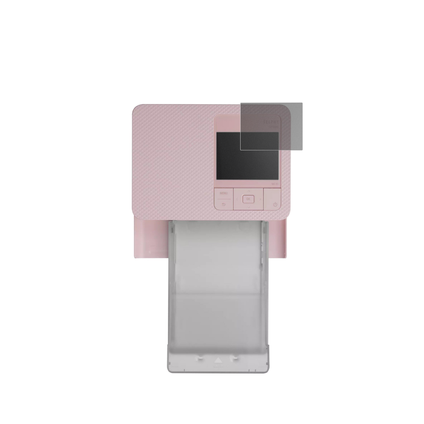 CanonSelphy CP1500 Mini mit aufgebrachtem dipos Displayschutz, der seitliche Einblicke blockiert