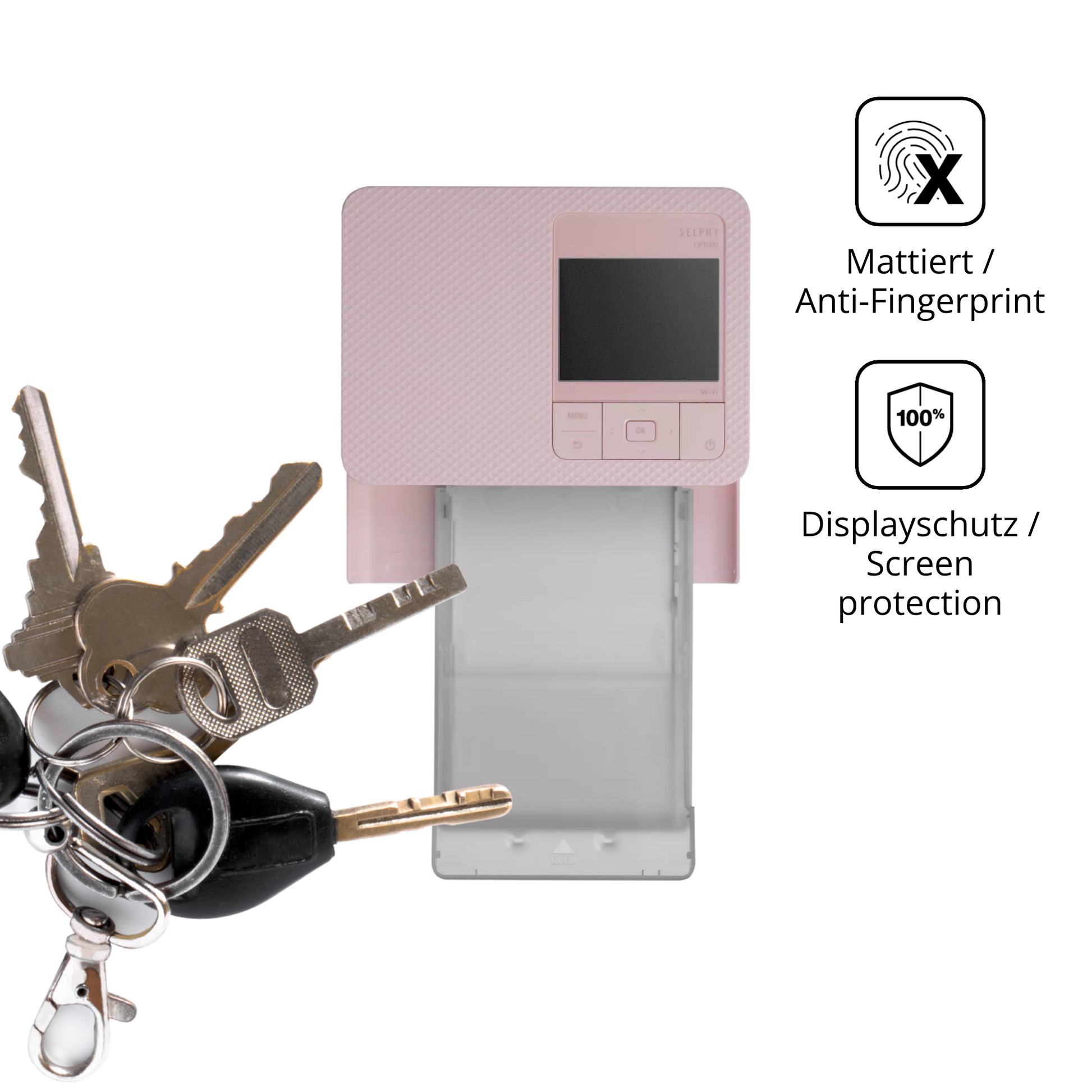 dipos Displayschutz für Canon Selphy CP1500 Mini, mattierte Oberfläche, Blickschutzfilter und perfekter Passform