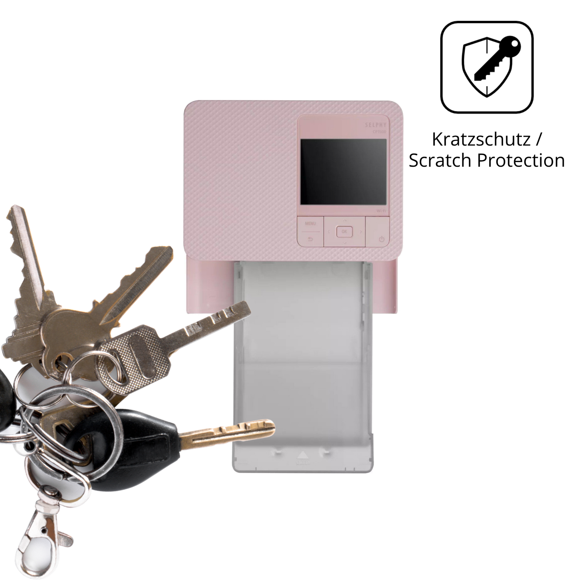 Schutz gegen Kratzer auf dem Canon Selphy CP1500 Mini Glas durch Schlüssel oder Ähnliches