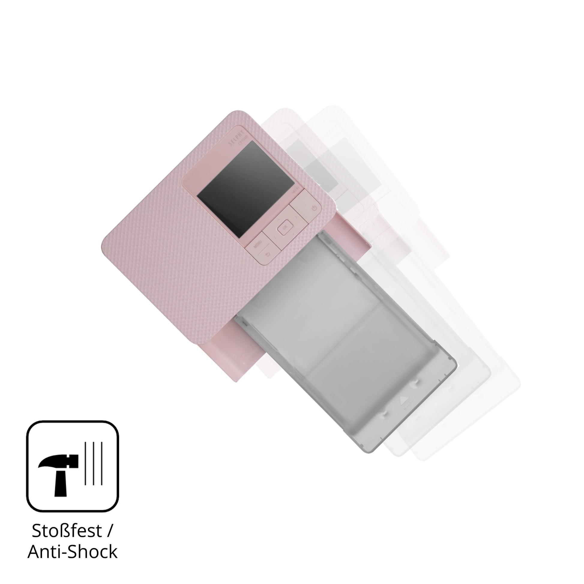 Schutz gegen Kratzer auf dem Canon Selphy CP1500 Mini Glas durch Schlüssel, Stöße gegen die Tischkante oder Stürze