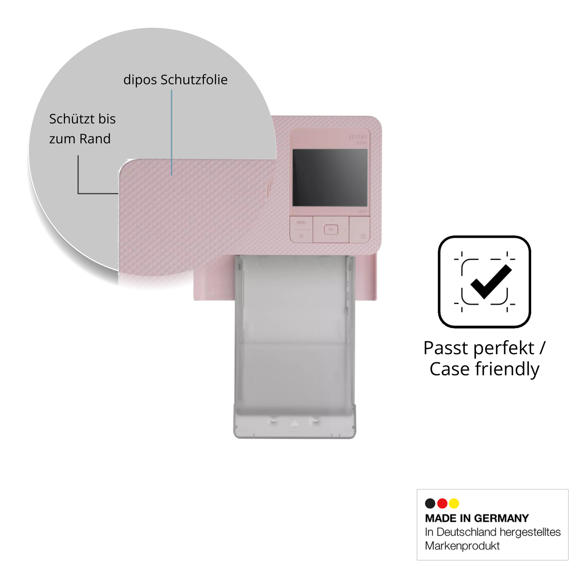 Schutzglasfolie mit optimaler Passform, zur Verwendung mit Hüllen geeignet