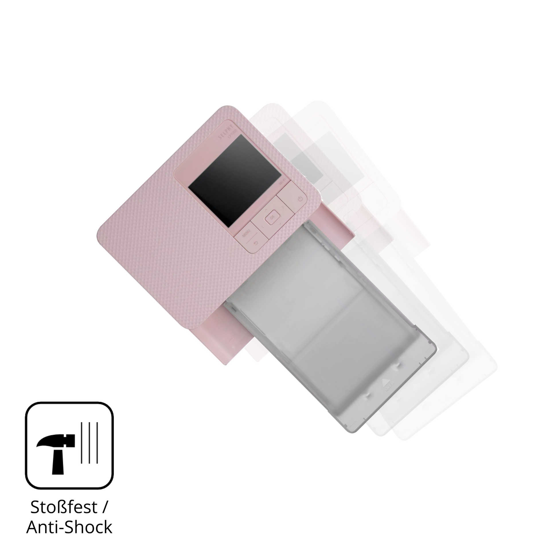 Schutz gegen Kratzer auf dem Canon Selphy CP1500 Mini Glas durch Schlüssel, Stöße gegen die Tischkante oder Stürze