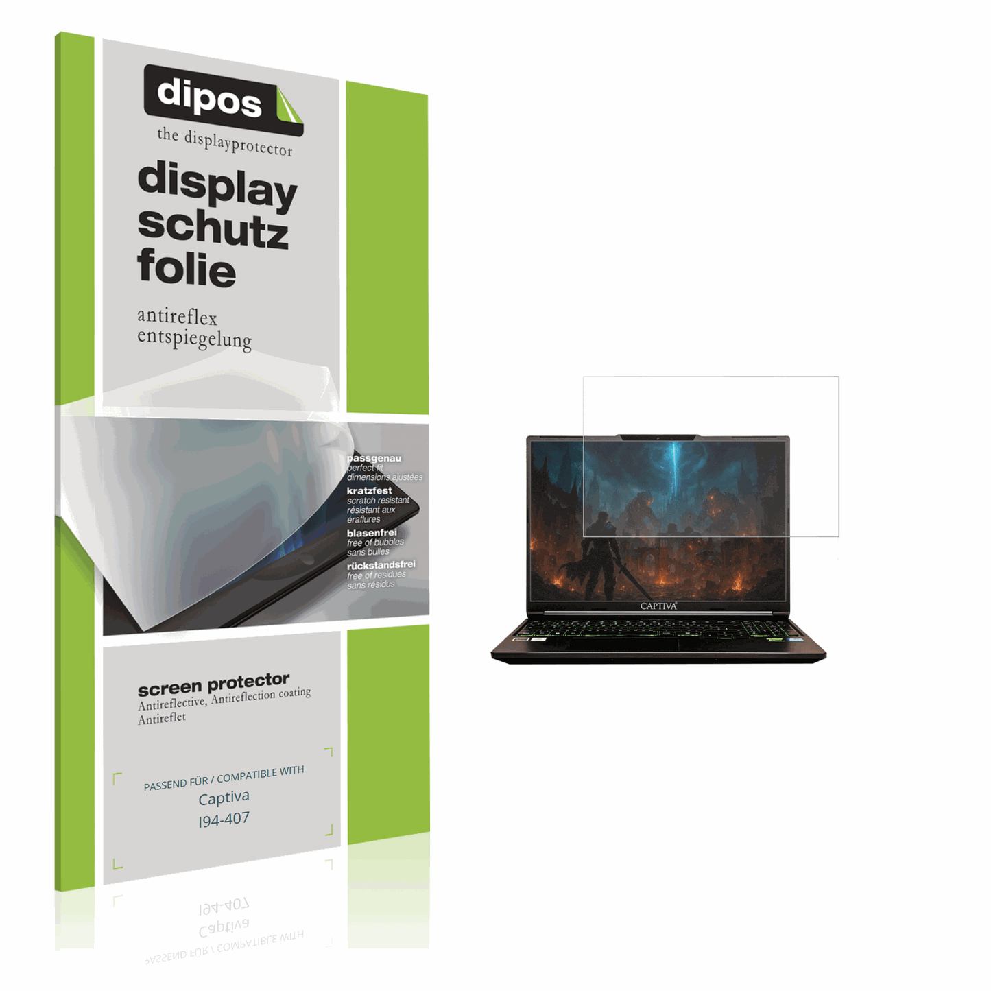 Matte Displayschutzfolie von dipos passend für Captiva I94-407, präziser Zuschnitt und blasenfrei montiert