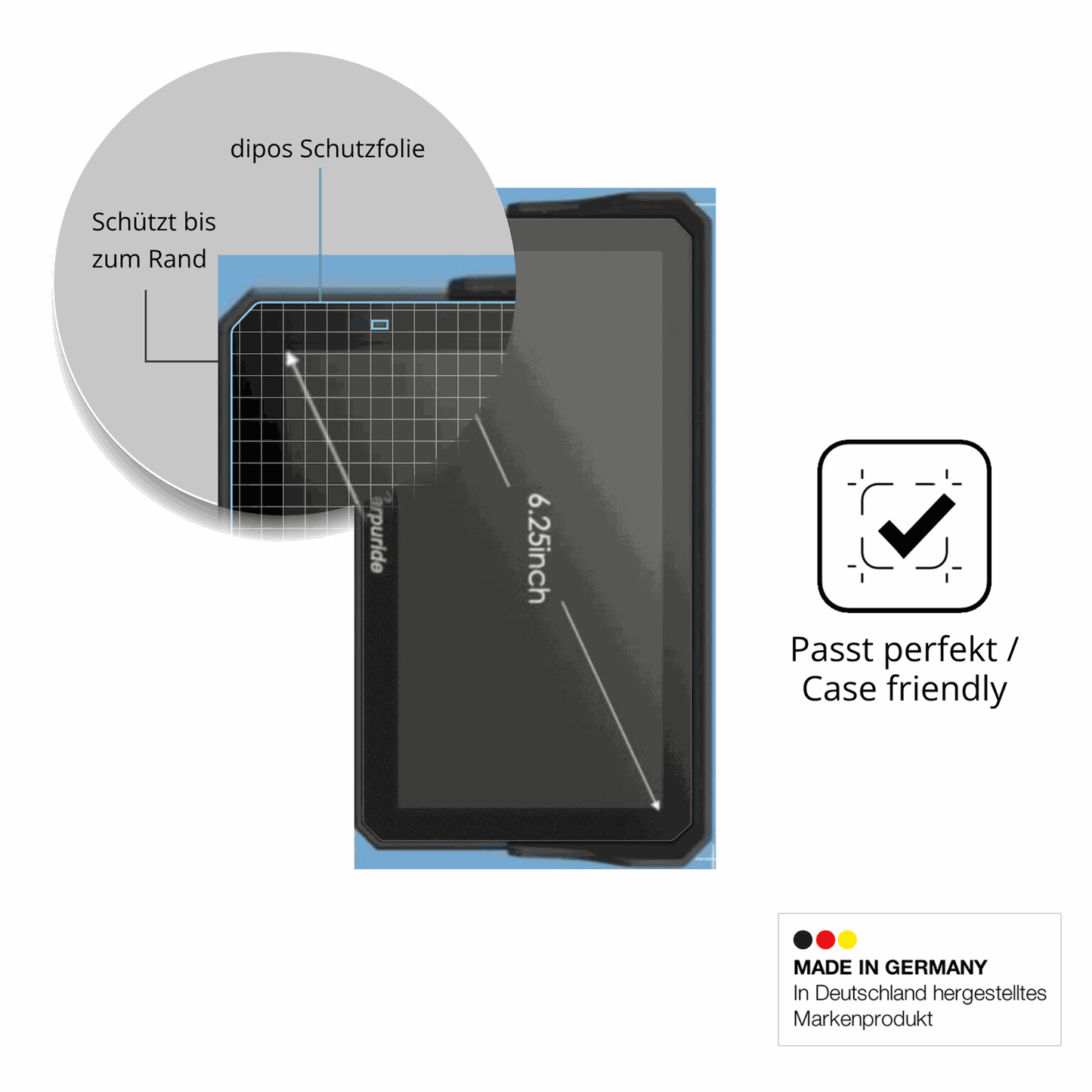 2x Screen Protector for Carpuride W602BS Pro matte Flexible Glass 9H dipos