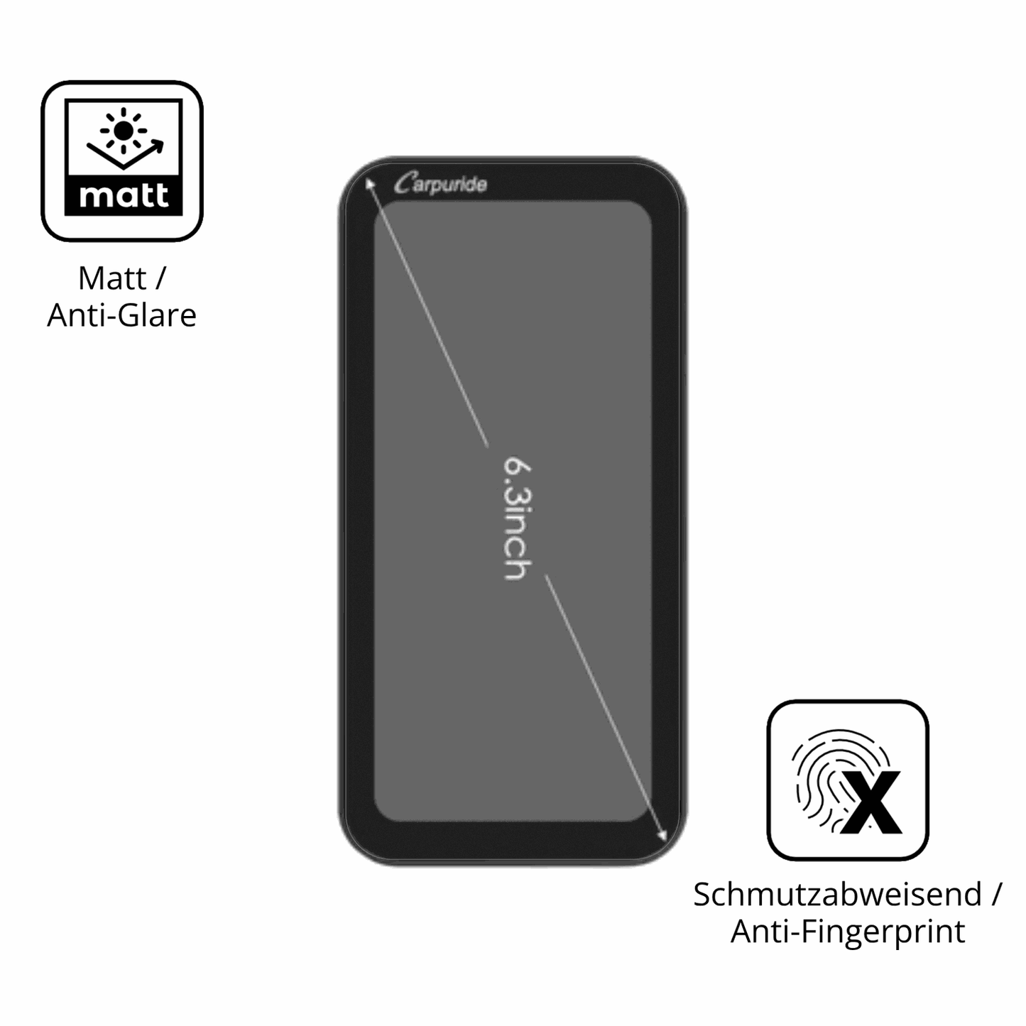 2x Screen Protector for Carpuride W603B 6.3 Zoll Protection Anti Glare dipos