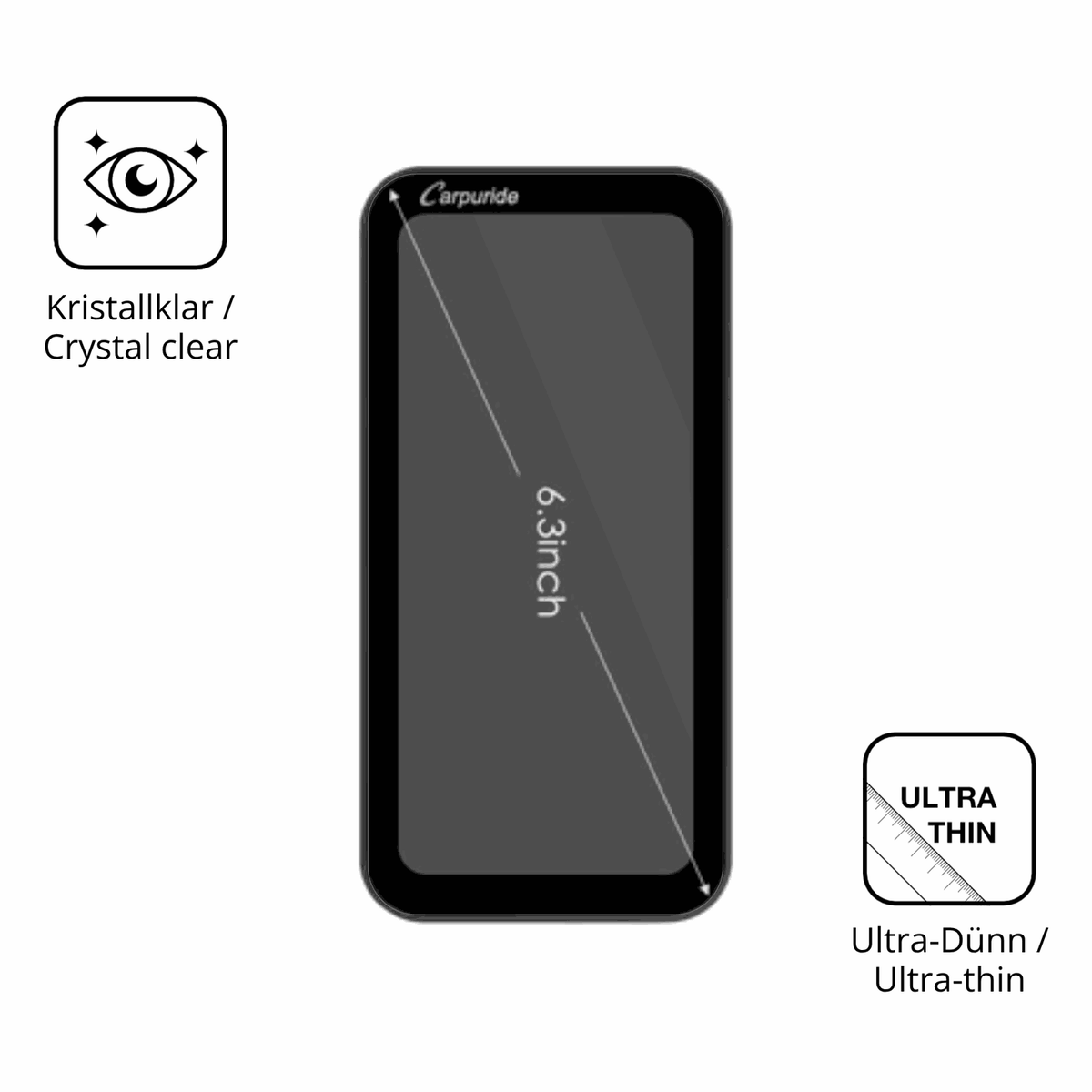 2x Screen Protector for Carpuride W603B 6.3 Zoll Protection Crystal Clear dipos