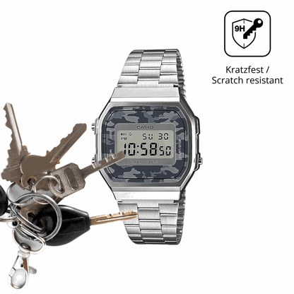 dipos Displayschutz f�r Casio A168WEC-1EF, transparente Oberfl�che, perfekte Passform auch f�r die Rundungen