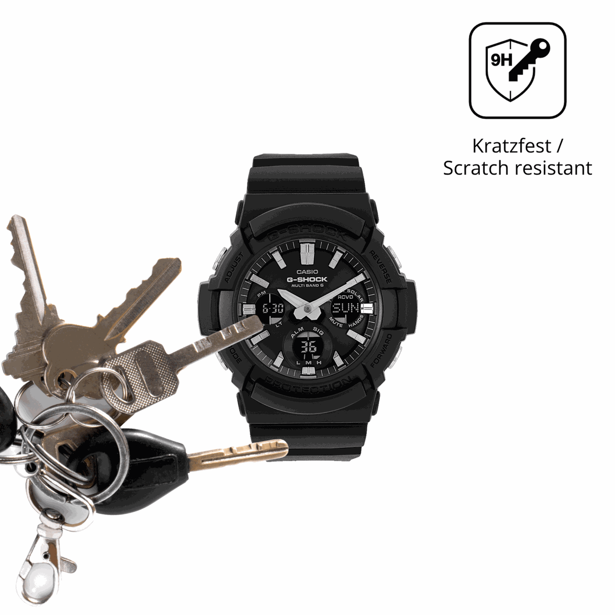 dipos Displayschutz f�r Casio G-Shock GAW-100, transparente Oberfl�che, perfekte Passform auch f�r die Rundungen