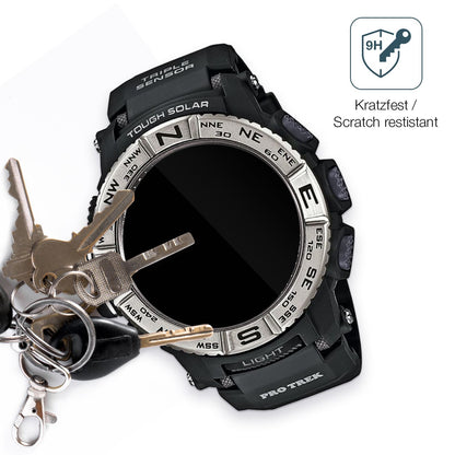 dipos Displayschutz für Casio Pro Trek PRW-3500-1, transparente Oberfläche, perfekte Passform auch für die Rundungen