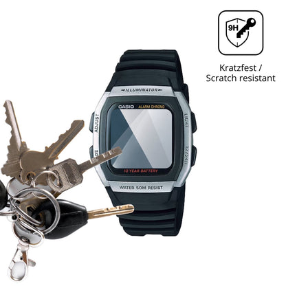 dipos Displayschutz für Casio W-96H-1AV, transparente Oberfläche, perfekte Passform auch für die Rundungen