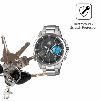 Schutz gegen Kratzer auf dem Casio Edifice EQB-600D Glas durch Schlüssel oder Ähnliches