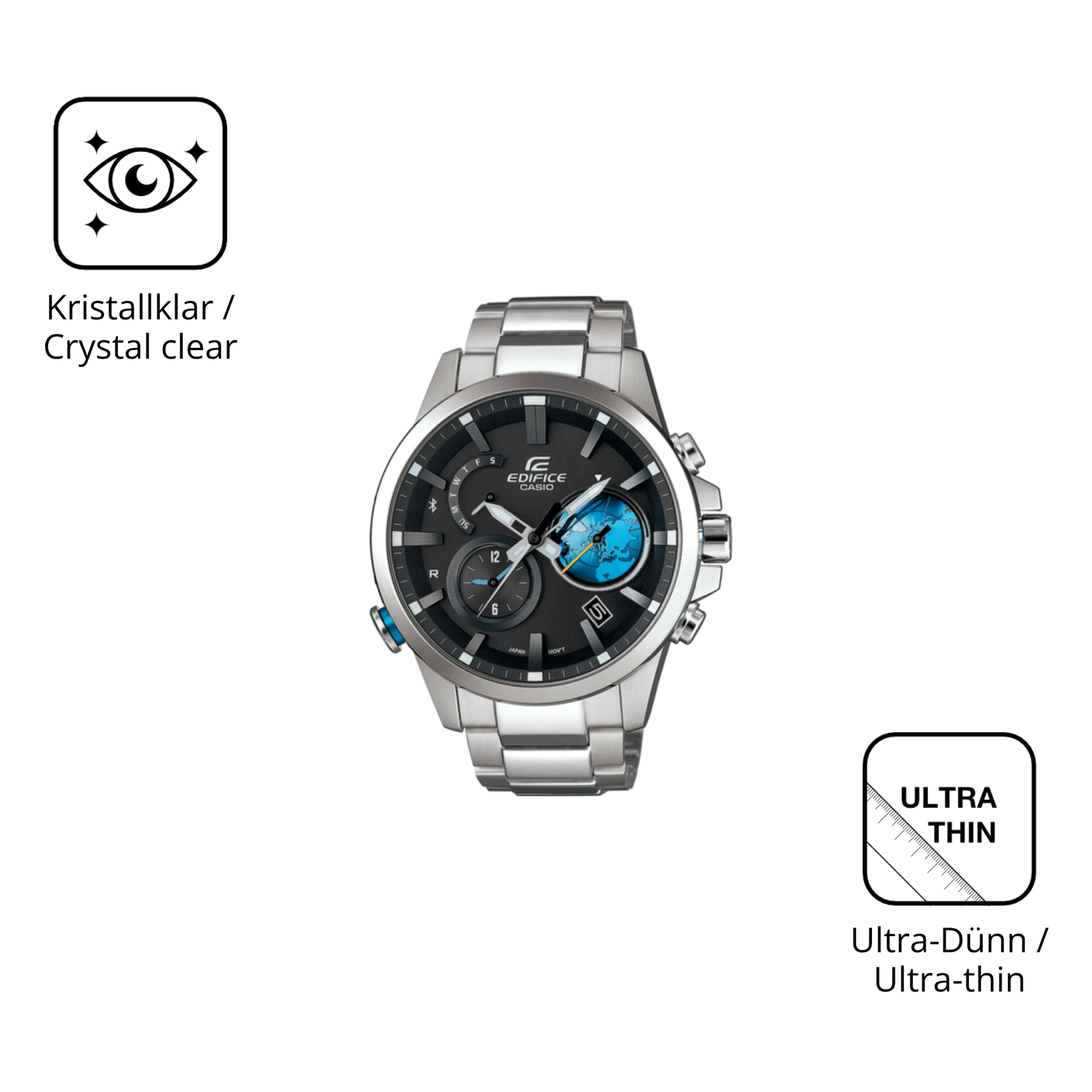Dünne und klare Folie passend zugeschnitten für Casio Edifice EQB-600D