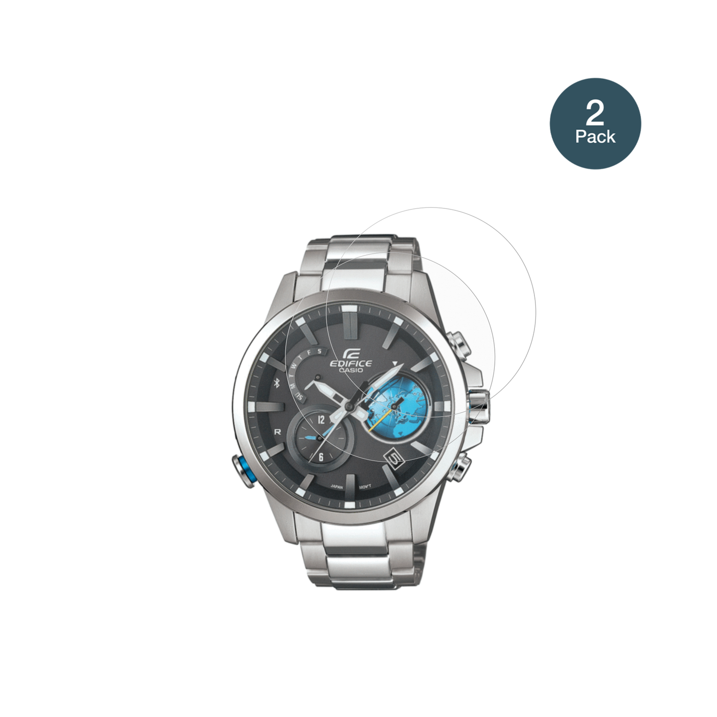 CasioEdifice EQB-600D mit aufgebrachter dipos Panzerfolie, die lästige Fingerabdrücke minimiert