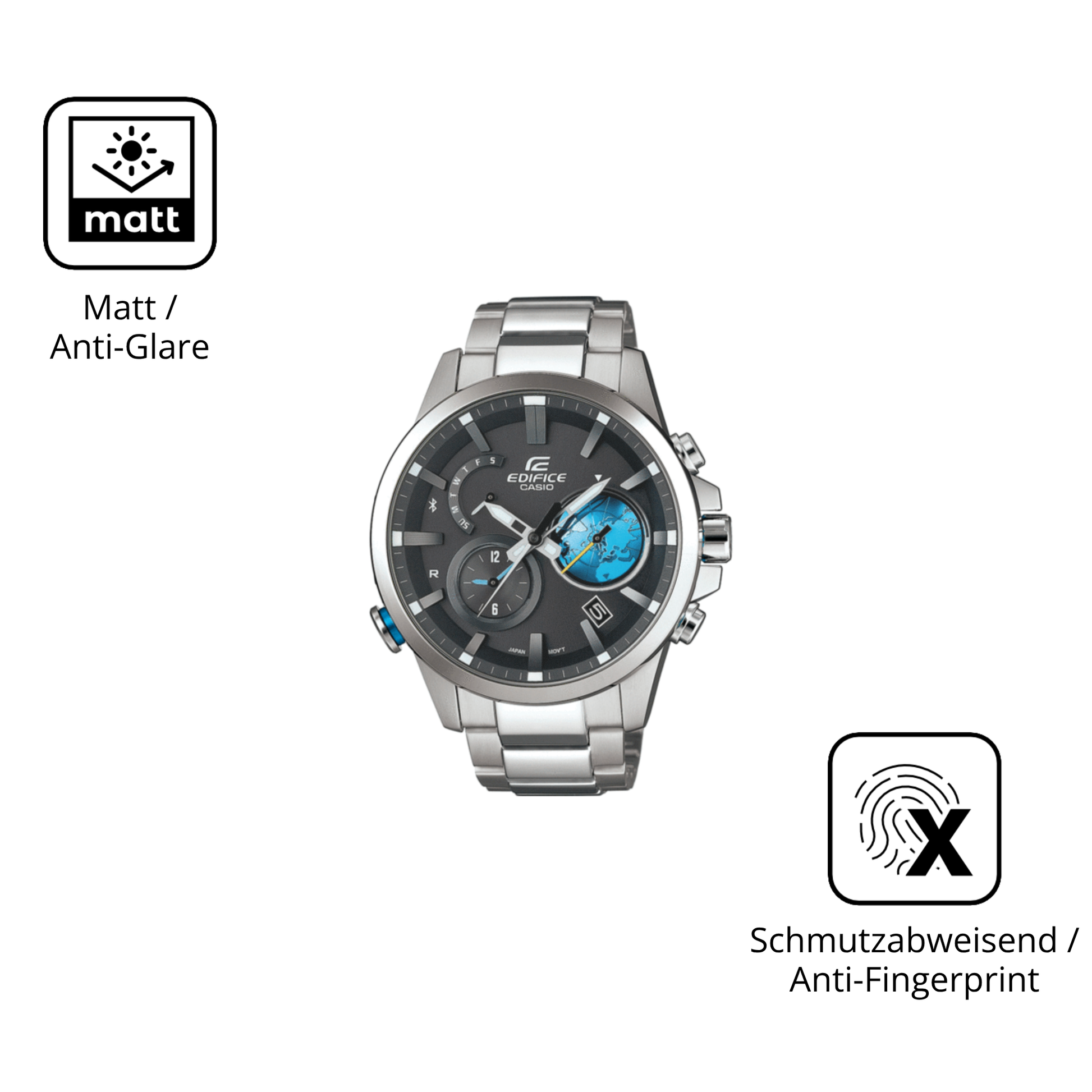 9H Hartbeschichtete, flexible Folie passend zugeschnitten für Casio Edifice EQB-600D
