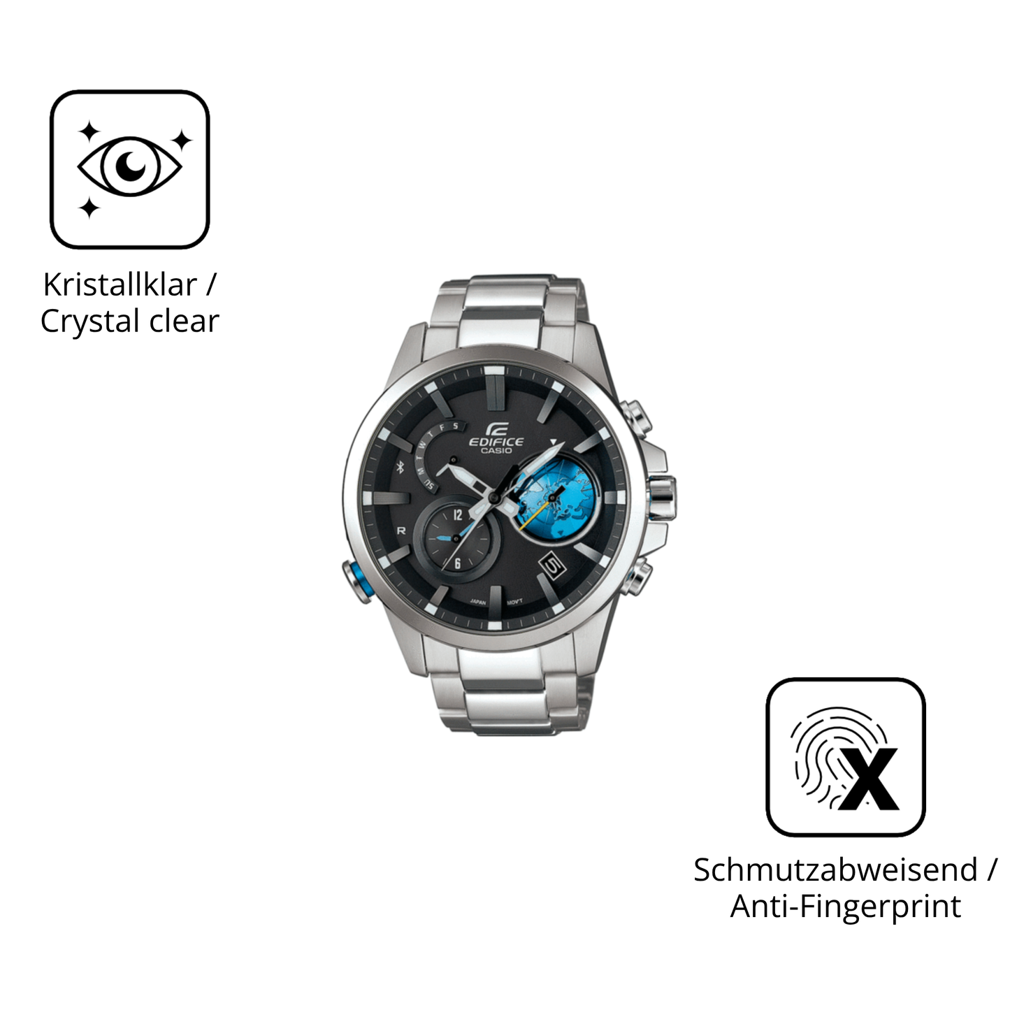 Flexible TPU-Folie passend zugeschnitten für Casio Edifice EQB-600D, vollständige Abdeckung