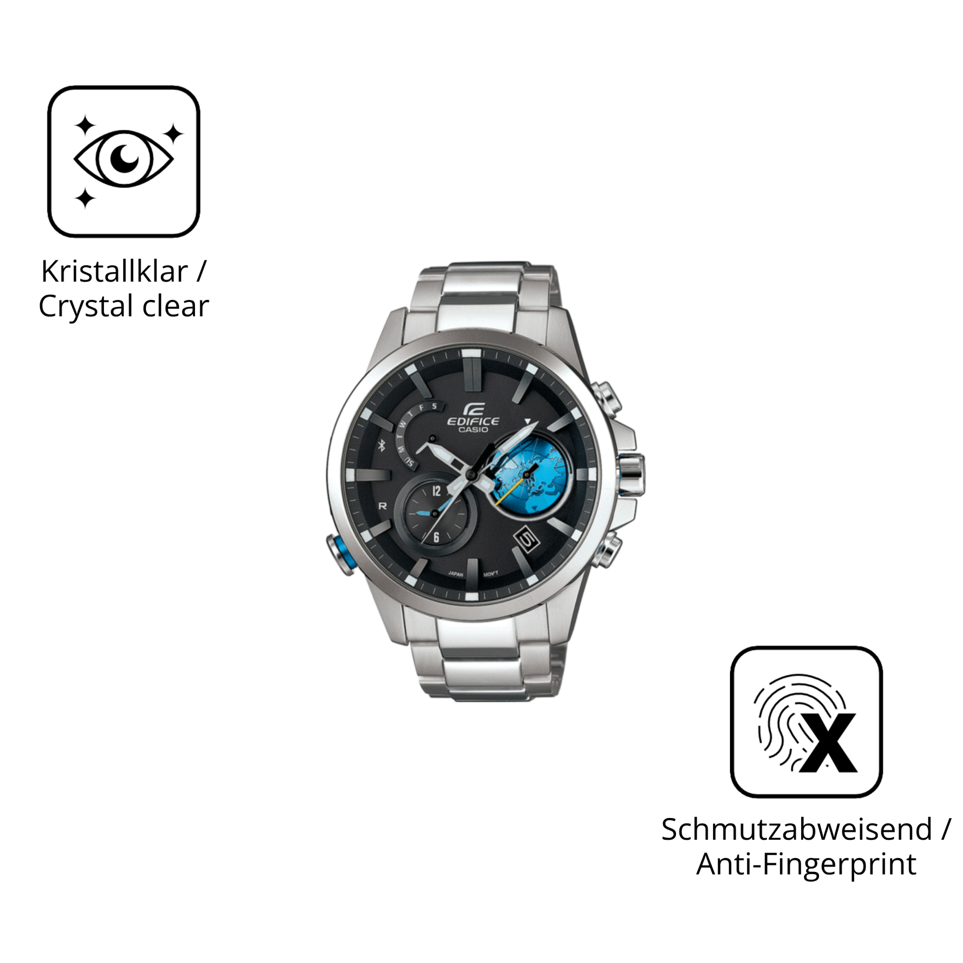 Flexible TPU-Folie passend zugeschnitten für Casio Edifice EQB-600D, vollständige Abdeckung