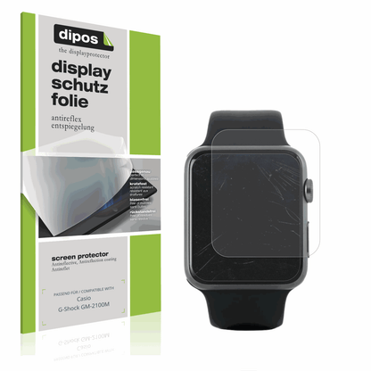 Matte Displayschutzfolie von dipos passend für Casio G-Shock GM-2100M, präziser Zuschnitt und blasenfrei montiert
