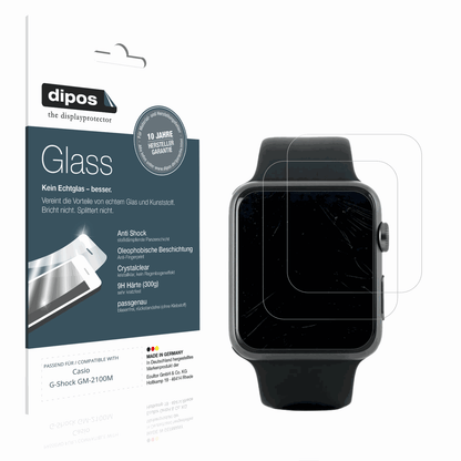 Klare Displayschutzfolie von dipos passend für Casio G-Shock GM-2100M, 9H kratzfest und blasenfrei montiert