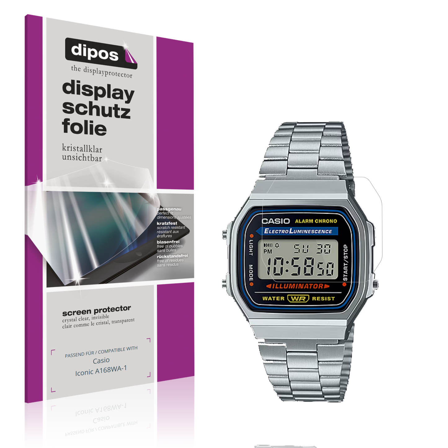 6x Schutzfolie klar für Casio Iconic A168WA-1 Display-Schutzfolie