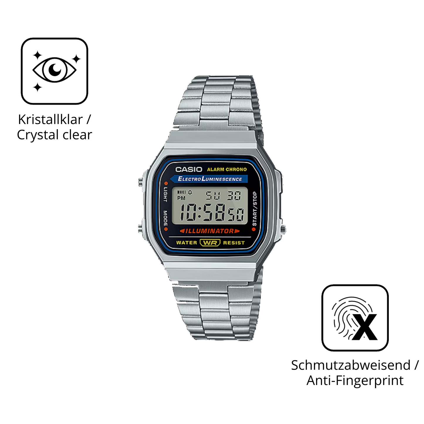 2x 9H Schutzfolie für Casio Iconic A168WA-1 Panzerfolie