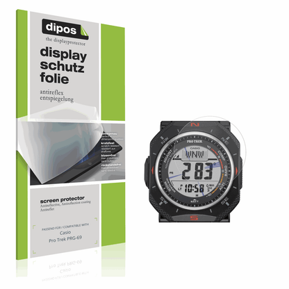 Matte Displayschutzfolie von dipos passend für Casio Pro Trek PRG-69, präziser Zuschnitt und blasenfrei montiert