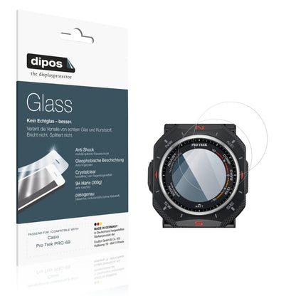 Klare Displayschutzfolie von dipos passend für Casio Pro Trek PRG-69, 9H kratzfest und blasenfrei montiert