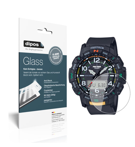 Klare Displayschutzfolie von dipos passend für Casio PRT-B50 Pro Trek, 9H kratzfest und blasenfrei montiert