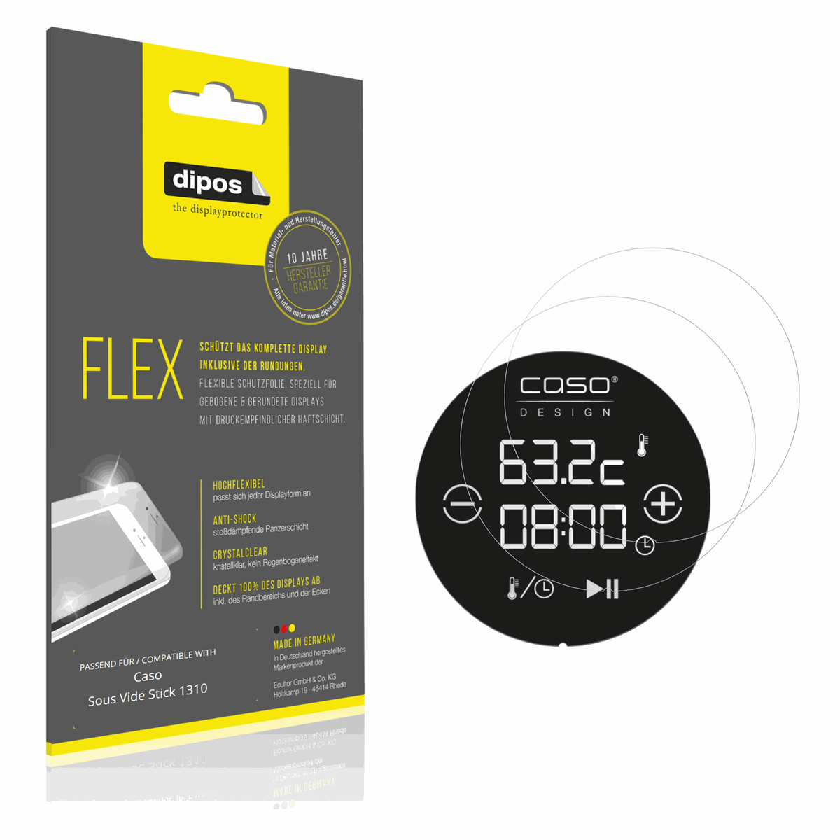2x Screen Protector for Caso Sous Vide Stick 1310 Protective Film covers 100% 