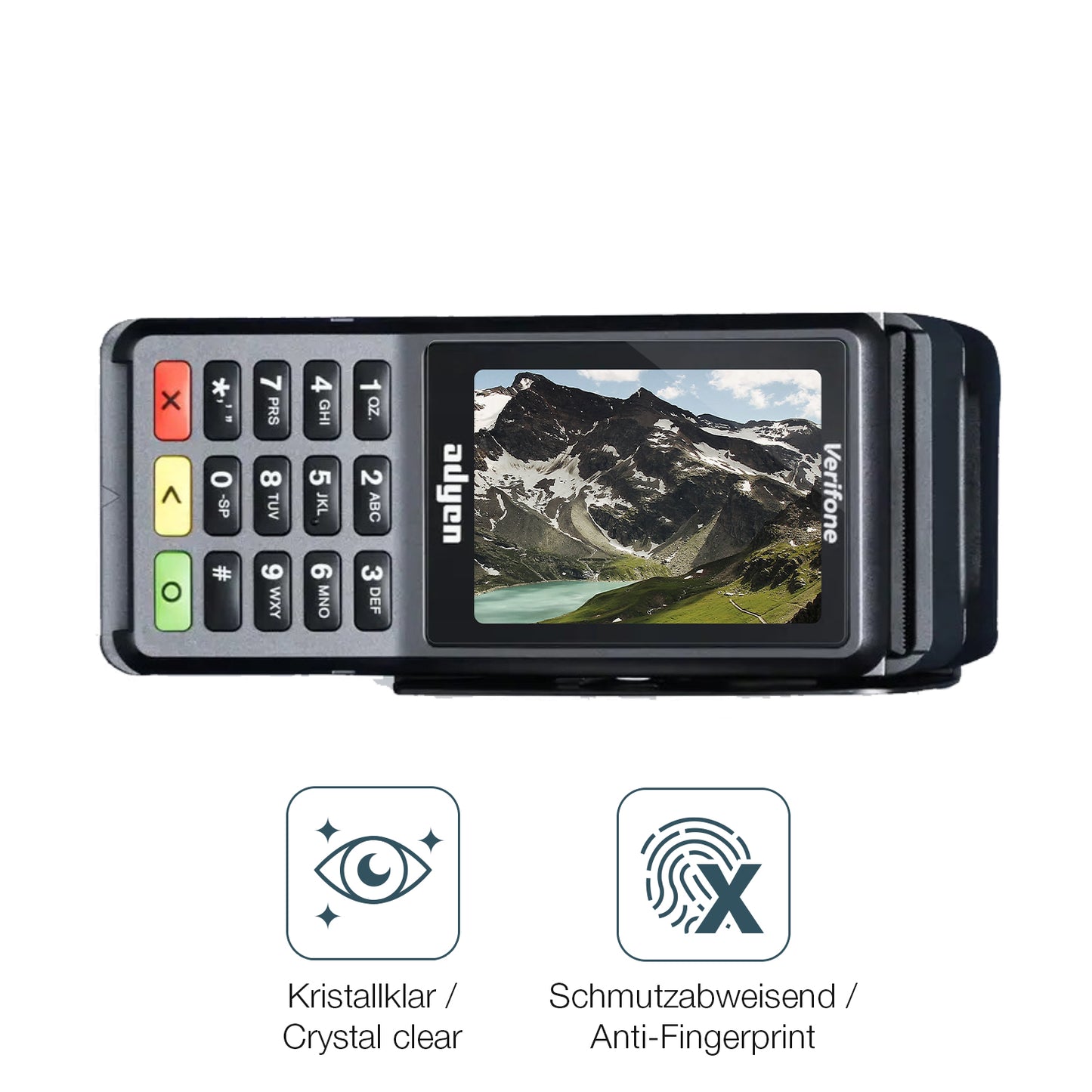 Schutz gegen Kratzer auf dem Adyen V400c Plus Glas durch Schlüssel oder Ähnliches