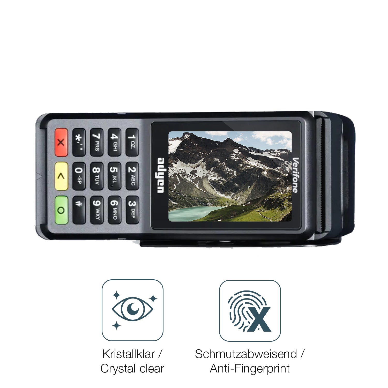 Schutz gegen Kratzer auf dem Adyen V400c Plus Glas durch Schlüssel oder Ähnliches