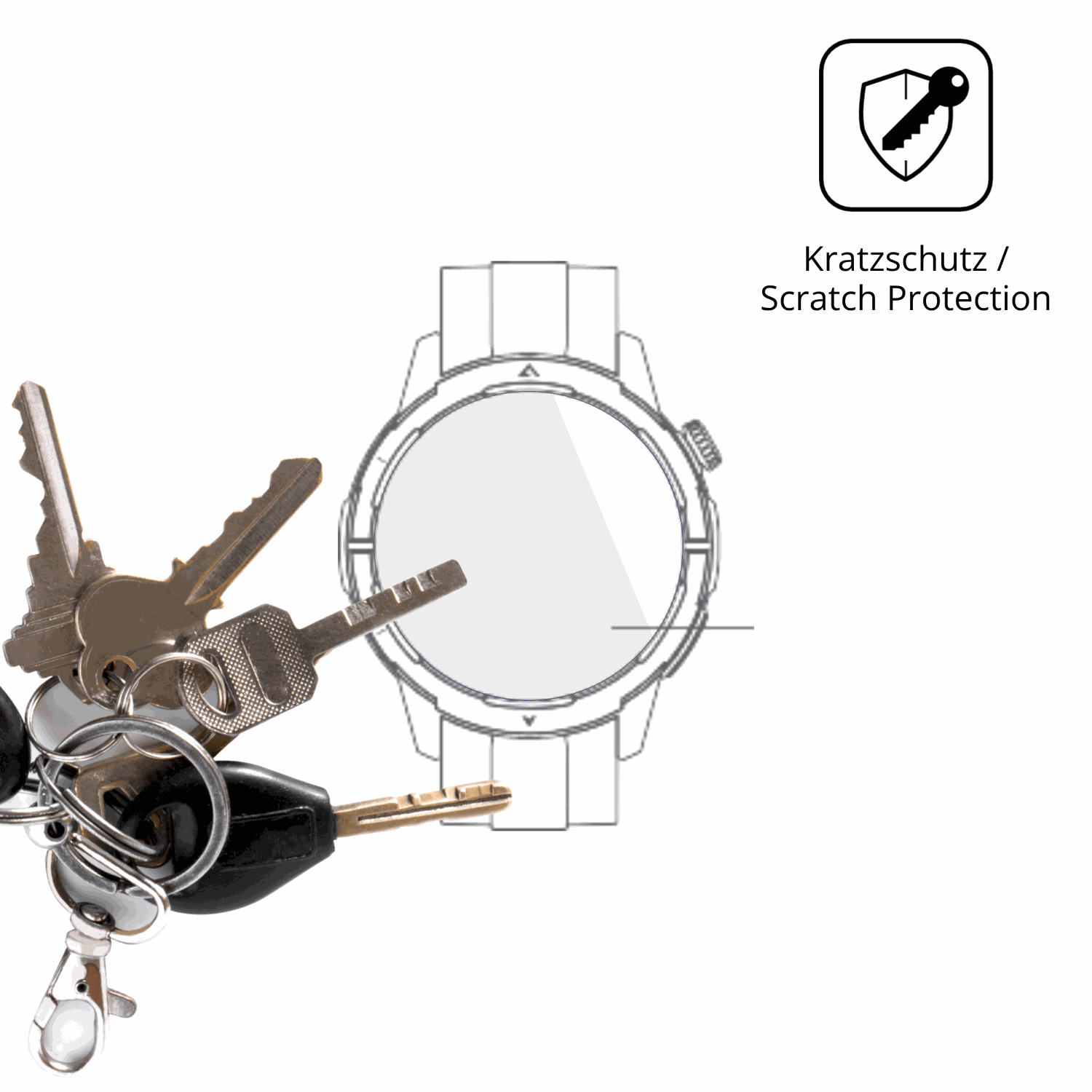 Schutz gegen Kratzer auf dem Beafon Smartwatch 601 Glas durch Schlüssel oder Ähnliches