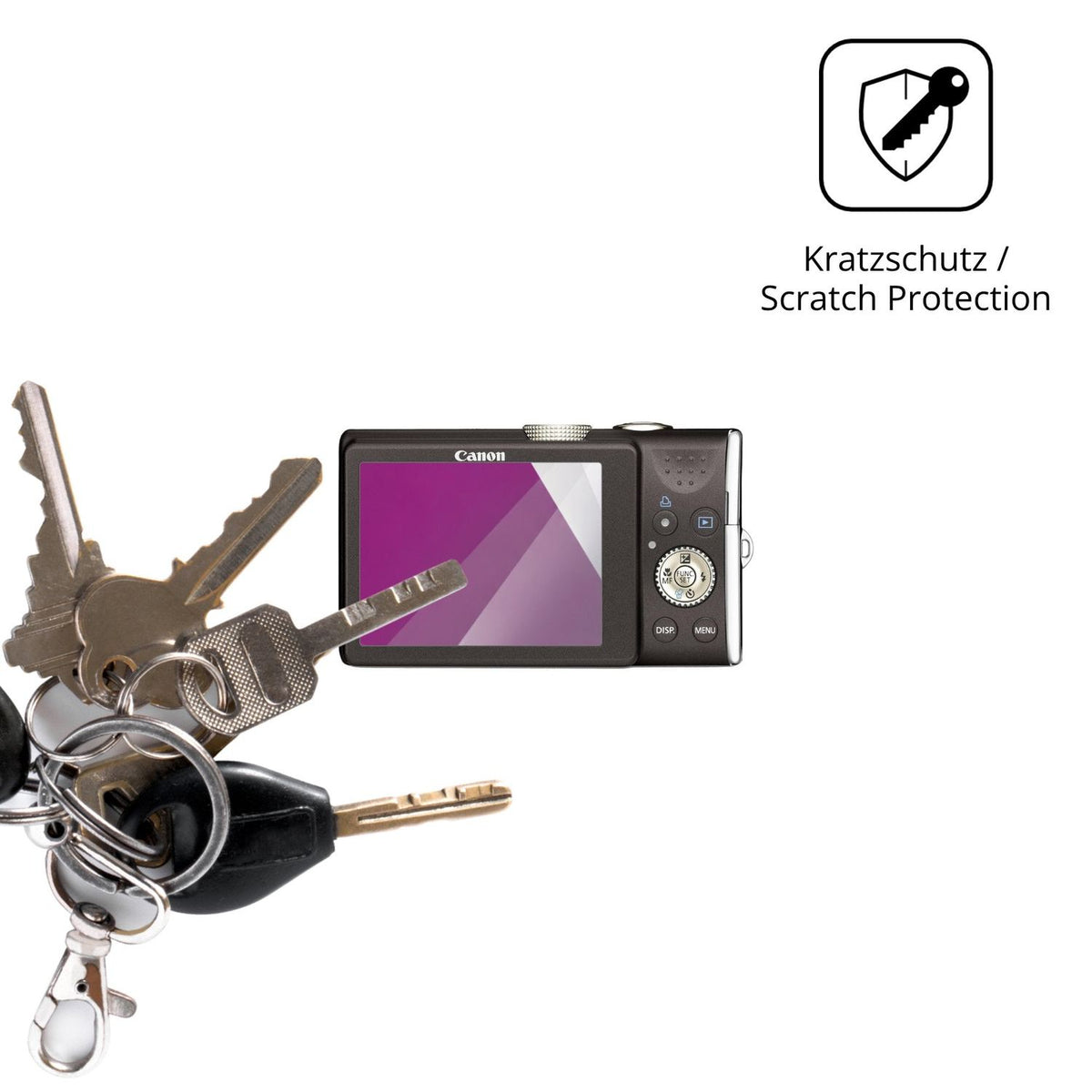 Schutz gegen Kratzer auf dem Canon PowerShot SX200 IS Glas durch Schlüssel oder Ähnliches