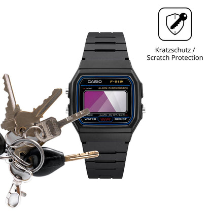Schutz gegen Kratzer auf dem Casio F-91WF-1A Glas durch Schlüssel oder Ähnliches