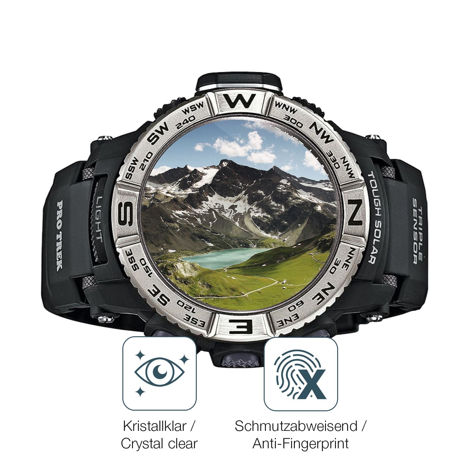 Flexible TPU-Folie passend zugeschnitten für Casio Pro Trek PRW-3500-1, vollständige Abdeckung