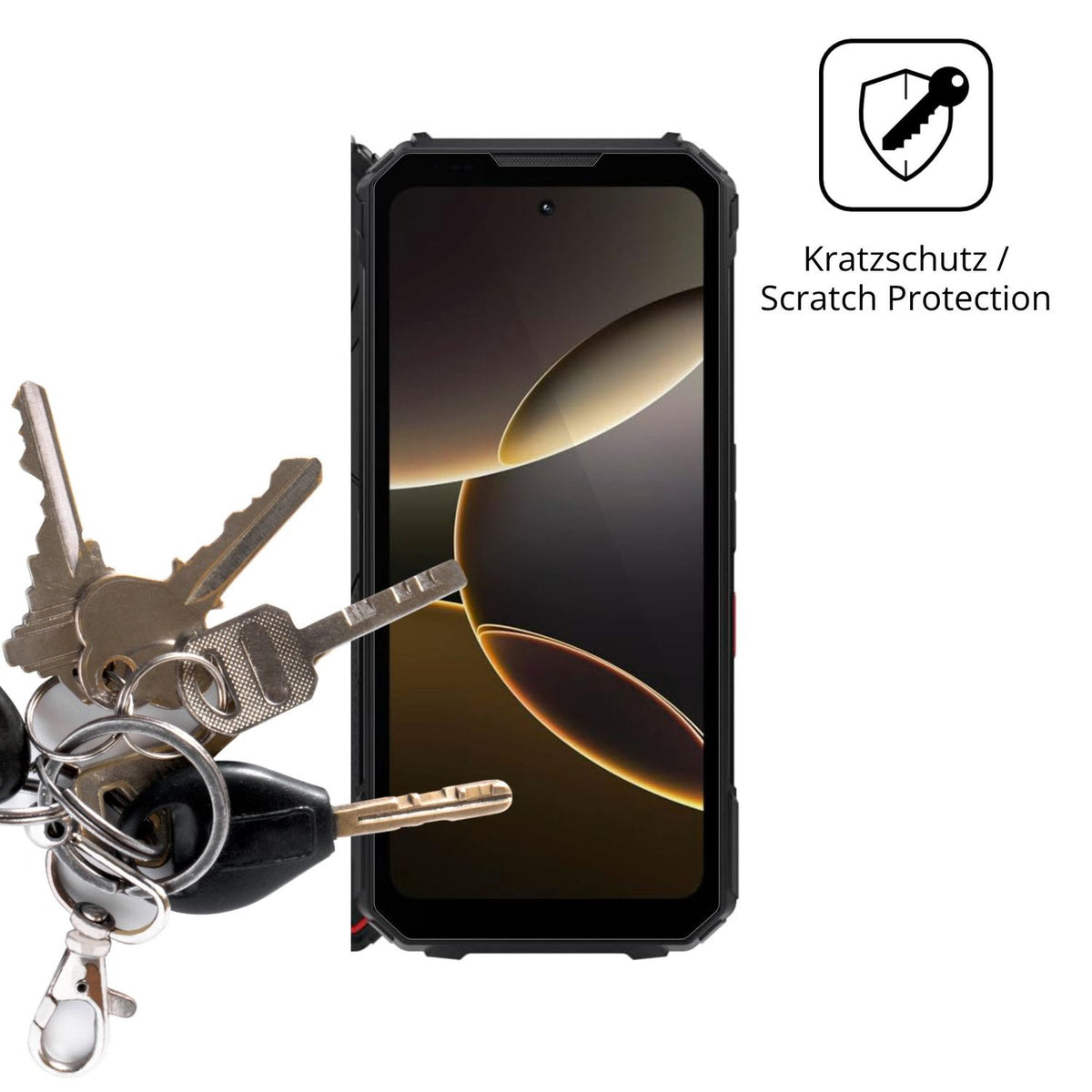 Schutz gegen Kratzer auf dem DOOGEE V Max LR 5G Glas durch Schlüssel oder Ähnliches