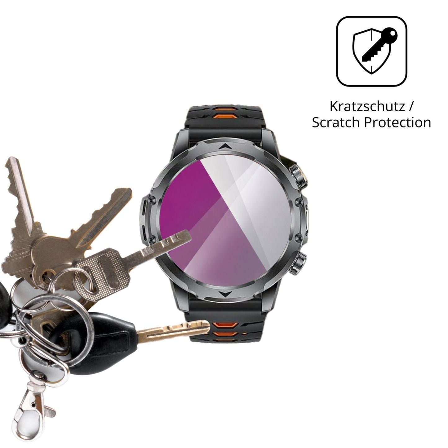 Schutz gegen Kratzer auf dem FITFLEX EF23-F Glas durch Schlüssel oder Ähnliches