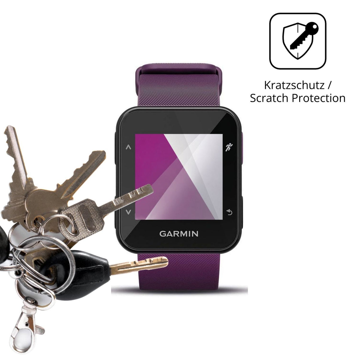 Schutz gegen Kratzer auf dem Garmin Forerunner 30 Glas durch Schlüssel oder Ähnliches