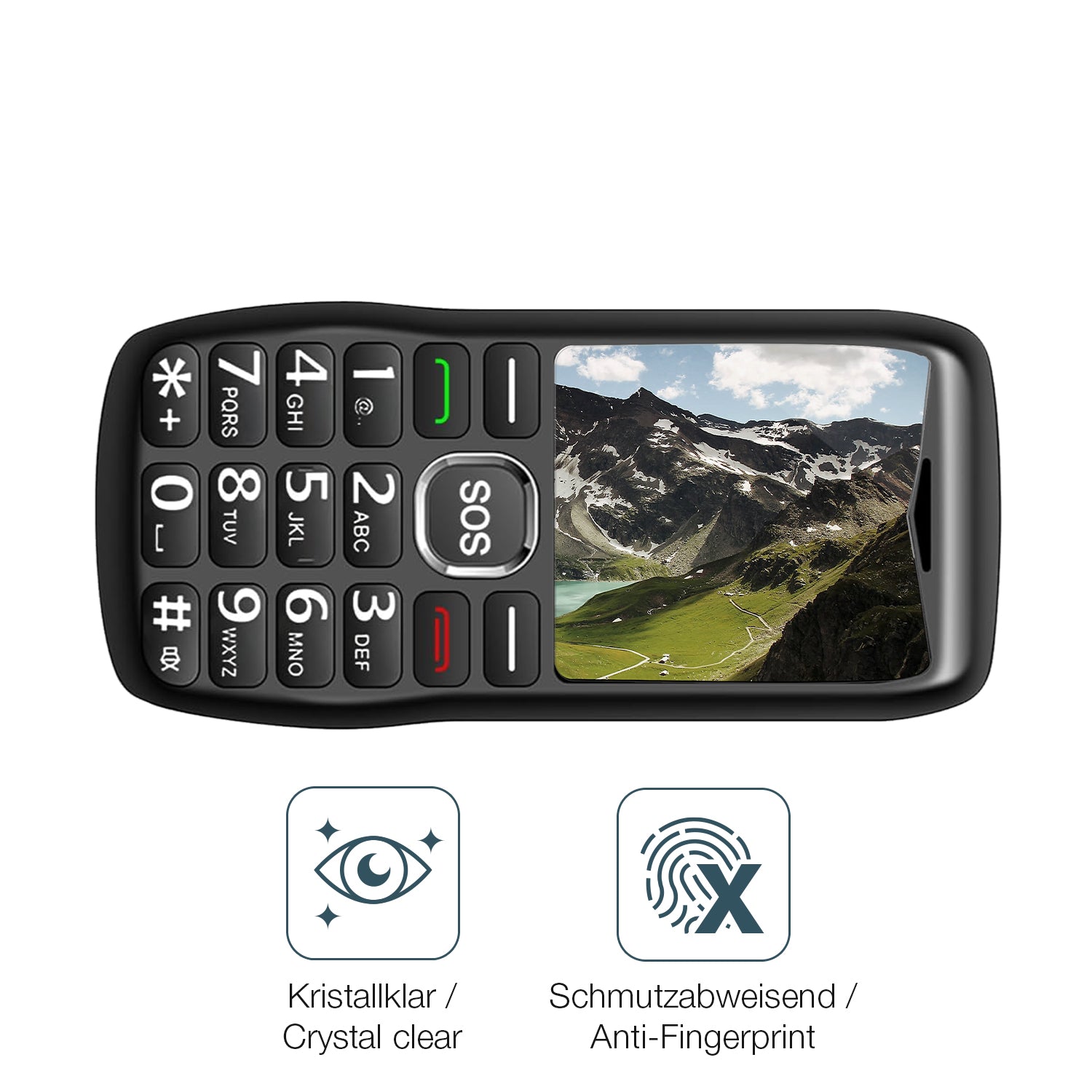 Schutz gegen Kratzer auf dem Guwet D1 Seniorenhandy Glas durch Schlüssel oder Ähnliches