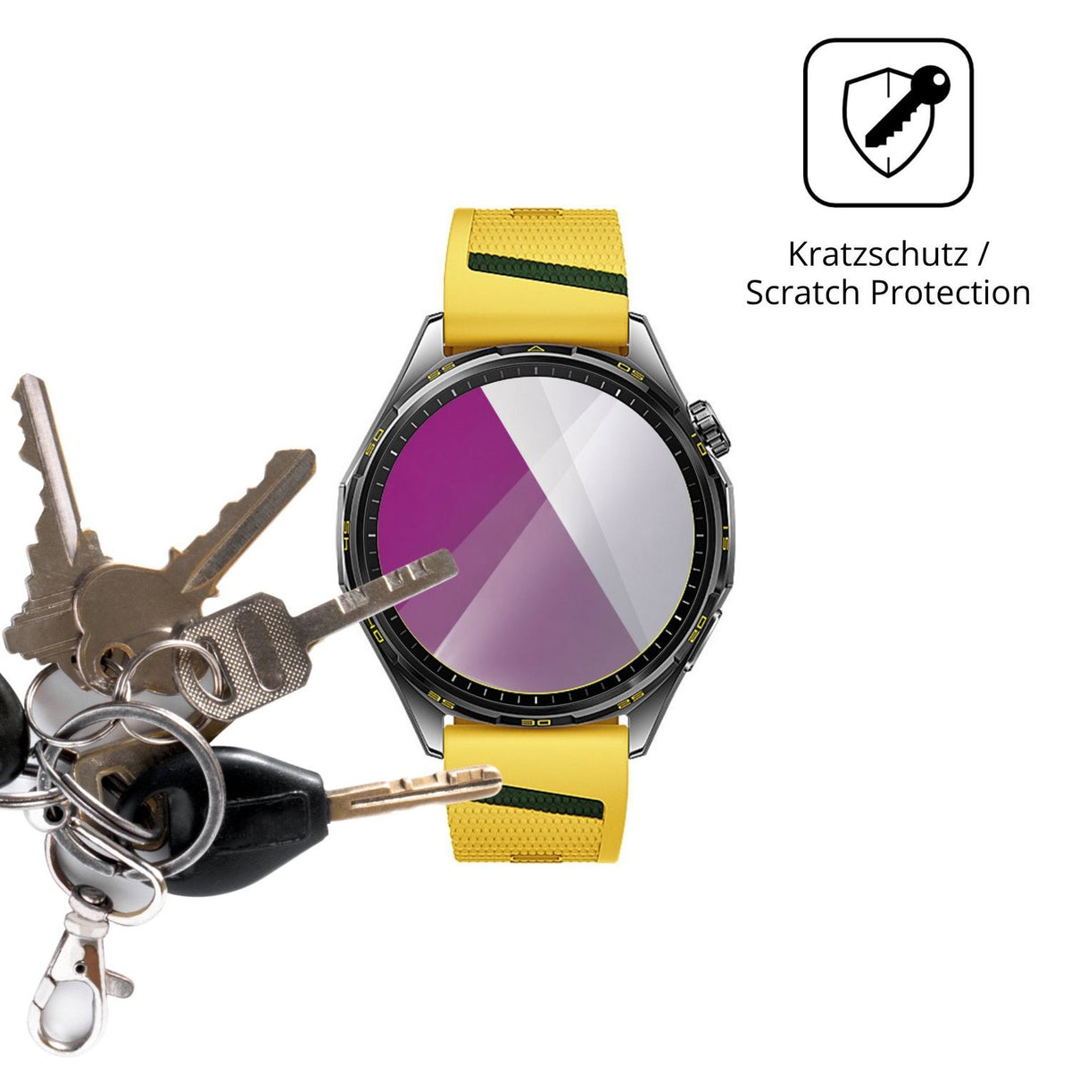 Schutz gegen Kratzer auf dem Huawei Watch GT 7 46 mm Glas durch Schlüssel oder Ähnliches