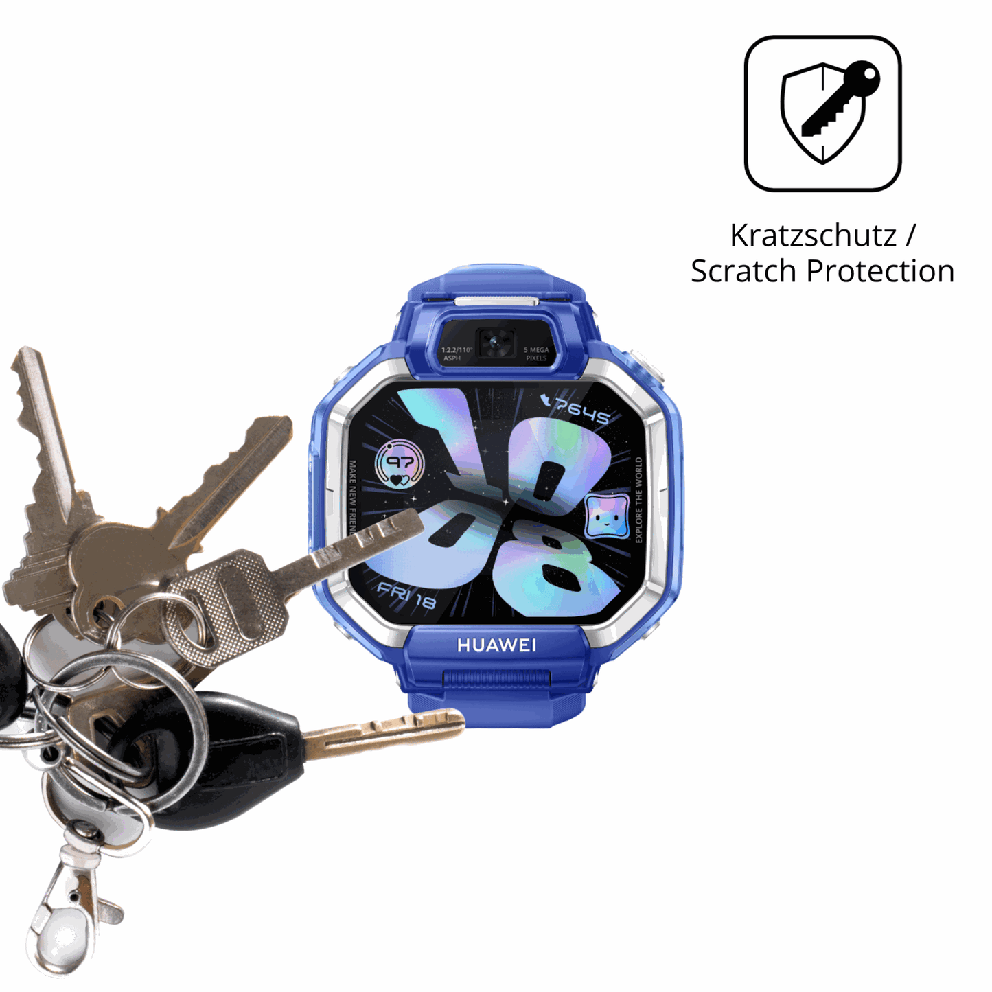 Schutz gegen Kratzer auf dem Huawei Watch Kids X1 Glas durch Schlüssel oder Ähnliches