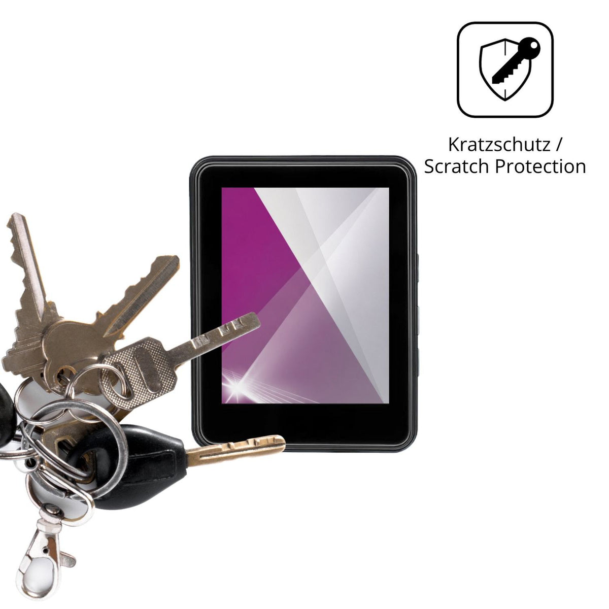 Schutz gegen Kratzer auf dem Joueainou MP3-16 Glas durch Schlüssel oder Ähnliches